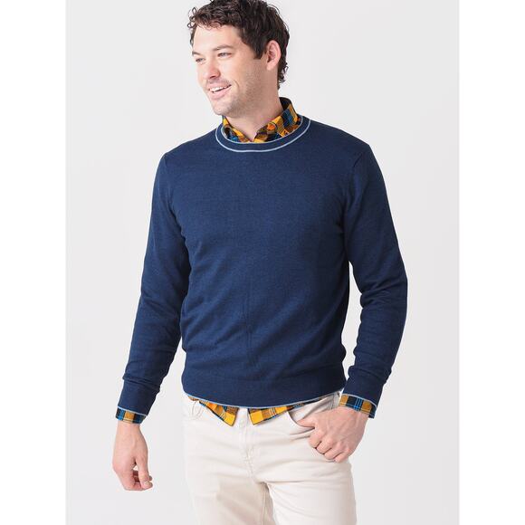 Southern Tide Navy Jade Heather Tipper Crewneck Sweater - Picture 1 of 5